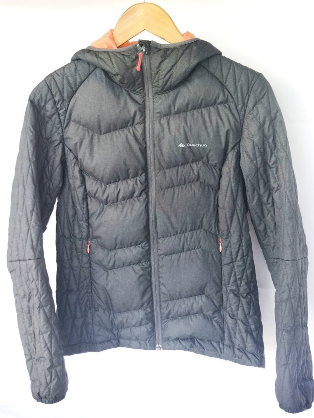 Decathlon Down Puffer Jacket X-Light Gray Peach Women's Size Small *READ*